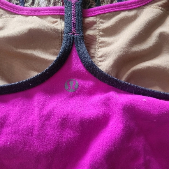 Lululemon Power Y Hot Pink Tank Top with Grey Accent Sz.4 - Picture 6 of 7